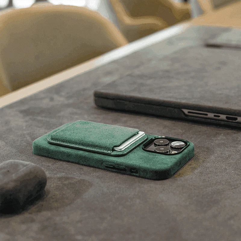 Alcantara Magsafe Wallet - Midnight Green