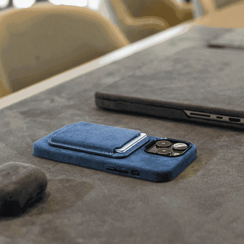 Alcantara Magsafe Wallet - Ocean Blue